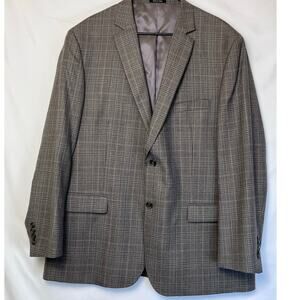 Pronto Uomo Platinum Men's Size 48L Tan Plaid 100% Wool 2 Button Blazer